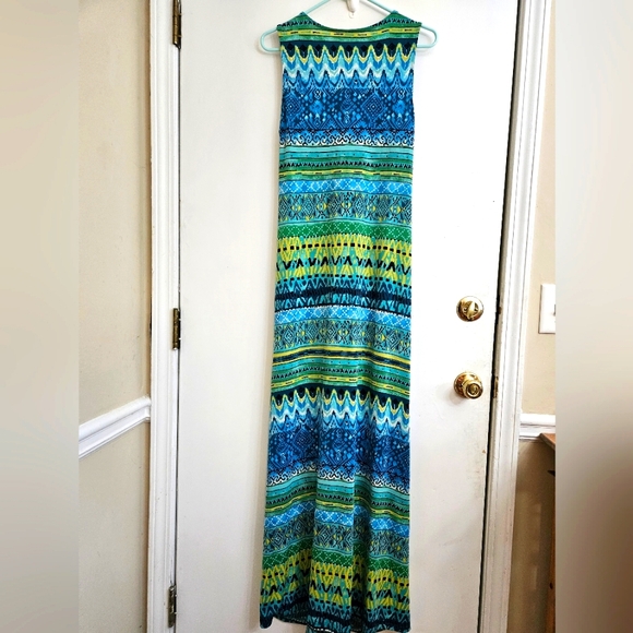 Peck & Peck Weekend Women’s V-neck Empire Waist Knit Maxi Dress Green 58"x16" - Picture 2 of 4